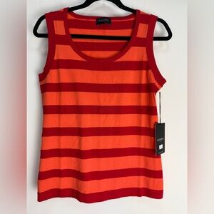 Rondina NY Striped Red and Orange Women's Top, NWT, size large.